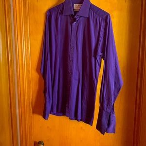 Thomas Pink French Cuff Men, Purple Herringobone Twill
